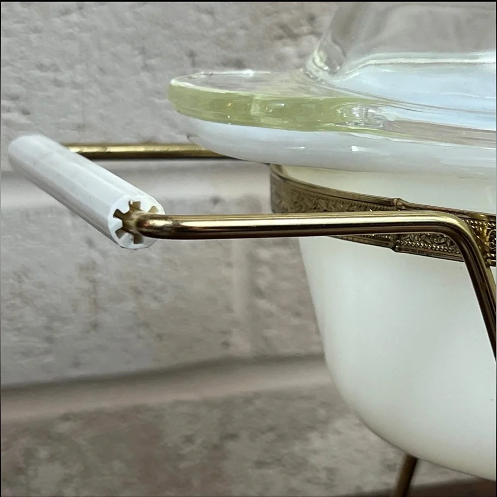 Vintage Mid Century Modern Fire King Casserole Chafing Dish Holder Candle Well - Picture 5 of 7